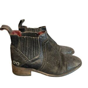 Bed Stu Ellice F328008 Women's Size 7 Black Gray Leather Ankle Booties Boots